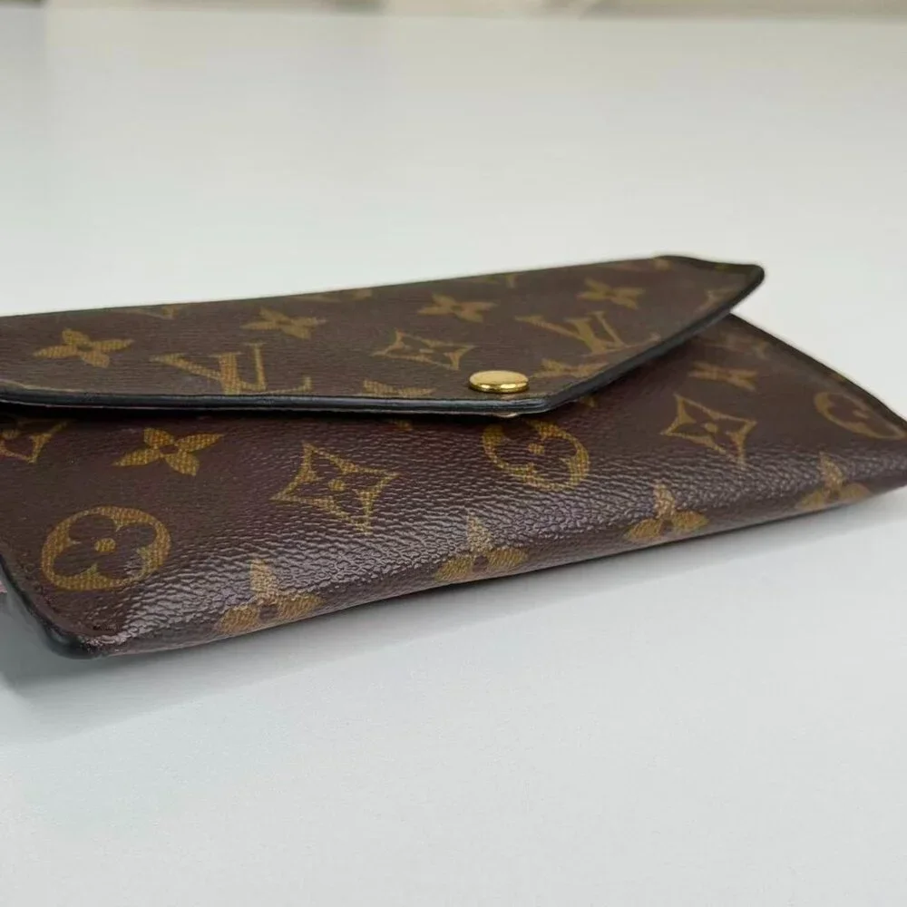 Louis Vuitton Monogram Canvas Wallet with Blue & Orange Accessories